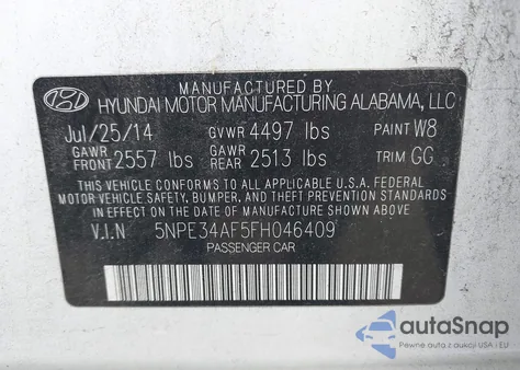 2015 Hyundai Sonata Sport/Limited из США, поврежденный, VIN 5NPE34AF5FH046409